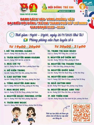 THAM GIA PHỎNG VẤN ĐẠI BIỂU HỘI ĐỒNG TRẺ EM TP HỒ CHÍ MINH GIAI ĐOẠN 2025 8211 2030
