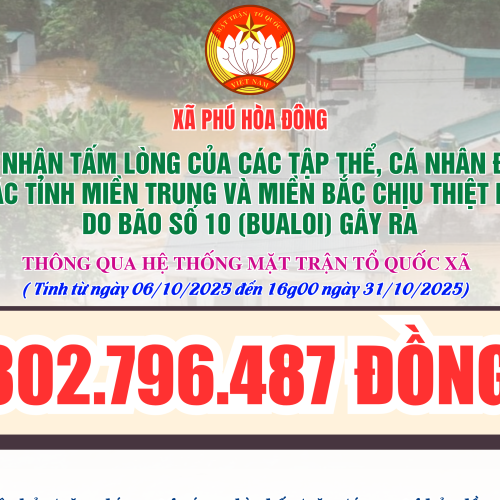 Mặt trận Tổ quốc Việt Nam xã Phú Hòa Đông công khai danh sách ủng hộ đồng bào các tỉnh miền Trung và miền Bắc chịu thiệt hại do bão số 10 Bualoi gây ra