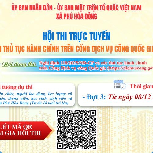 TIẾP TỤC KHỞI ĐỘNG ĐỢT 3  HỘI THI TÌM HIỂU THỦ TỤC HÀNH CHÍNH TRÊN CỔNG DỊCH VỤ CÔNG QUỐC GIA XÃ PHÚ HÒA ĐÔNG