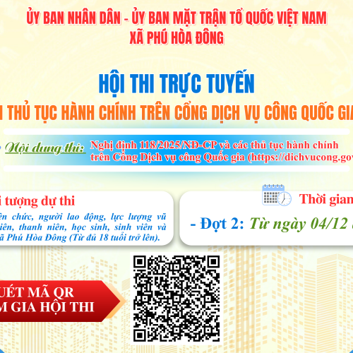 TIẾP TỤC KHỞI ĐỘNG ĐỢT 2  HỘI THI TÌM HIỂU THỦ TỤC HÀNH CHÍNH TRÊN CỔNG DỊCH VỤ CÔNG QUỐC GIA XÃ PHÚ HÒA ĐÔNG