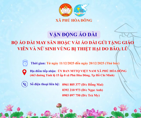 VẬN ĐỘNG ÁO DÀI GỬI TẶNG GIÁO VIÊN, NỮ SINH VÙNG BỊ THIỆT HẠI DO BÃO, LŨ