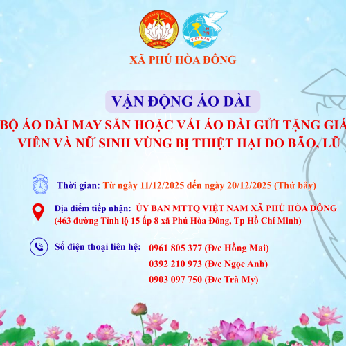 VẬN ĐỘNG ÁO DÀI GỬI TẶNG GIÁO VIÊN NỮ SINH VÙNG BỊ THIỆT HẠI DO BÃO LŨ