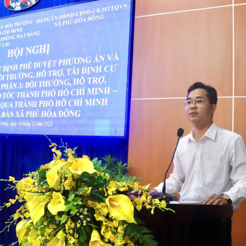 CÔNG BỐ QUYẾT ĐỊNH PHƯƠNG ÁN VÀ CHI TRẢ BỒI THƯỜNG HỖ TRỢ TÁI ĐỊNH CƯ DỰ ÁN CAO TỐC TPHCM  MỘC BÀI ĐOẠN QUA XÃ PHÚ HÒA ĐÔNG