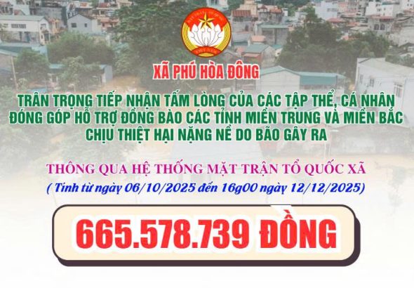 ỦY BAN MẶT TRẬN TỔ QUỐC VIỆT NAM XÃ PHÚ HÒA ĐÔNG CẬP NHẬT SỐ TIỀN ỦNG HỘ ĐỒNG BÀO BỊ THIỆT HẠI DO BÃO LŨ GÂY RA