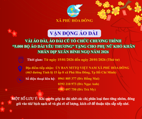 VẬN ĐỘNG ÁO DÀI TỔ CHỨC CHƯƠNG TRÌNH 82205000 BỘ ÁO DÀI YÊU THƯƠNG8221 TẶNG PHỤ NỮ KHÓ KHĂN NHÂN DỊP XUÂN BÍNH NGỌ NĂM 2026