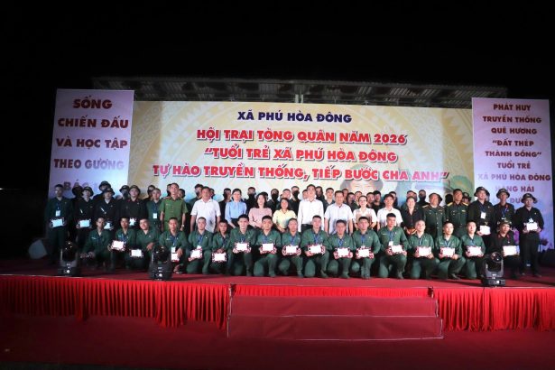 Sôi nổi Hội trại Tòng quân năm 2026 “Tuổi trẻ xã Phú Hòa Đông tự hào truyền thống, tiếp bước cha anh”