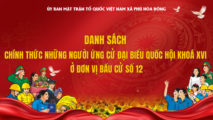 DANH SÁCH CHÍNH THỨC NHỮNG NGƯỜI ỨNG CỬ ĐẠI BIỂU QUỐC HỘI KHOÁ XVI Ở ĐƠN VỊ BẦU CỬ SỐ 12