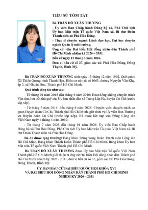 CHƯƠNG TRÌNH HÀNH ĐỘNG NGƯỜI ỨNG CỬ ĐẠI BIỂU HĐND THÀNH PHỐ HỒ CHÍ MINH KHÓA XI NHIỆM KỲ 2026 – 2031