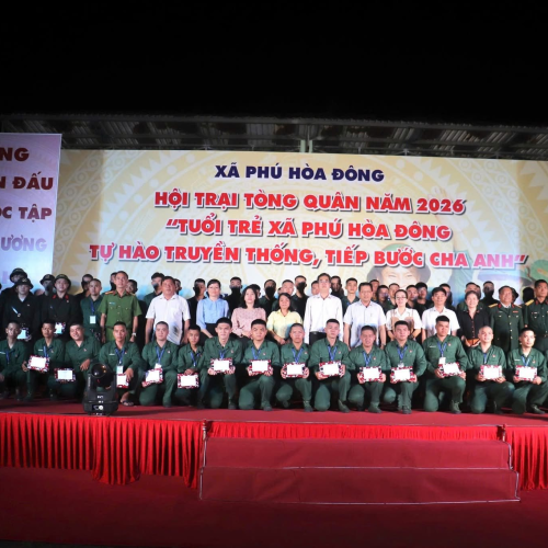 Hội trại Tòng quân năm 2026 Tuổi trẻ xã Phú Hòa Đông tự hào truyền thống tiếp bước cha anh