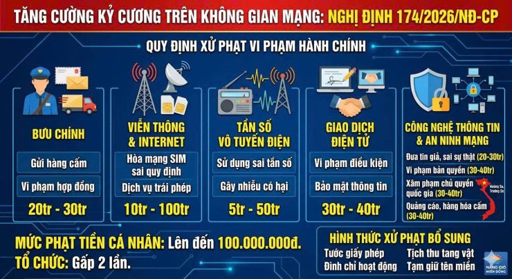 TĂNG CƯỜNG KỶ CƯƠNG TRÊN KHÔNG GIAN MẠNG: NHỮNG CHẾ TÀI NGHIÊM KHẮC TỪ NGHỊ ĐỊNH 174/2026/NĐ-CP
